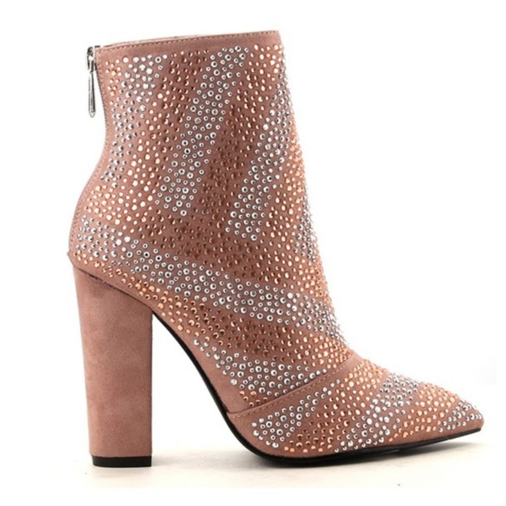 NWT  Rhinestone Glitter Ankle Boots